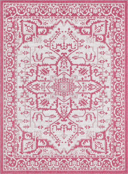 Celesine Oriental Medallion Indoor/Outdoor Fuschia Flat-Weave Rug LIA-190