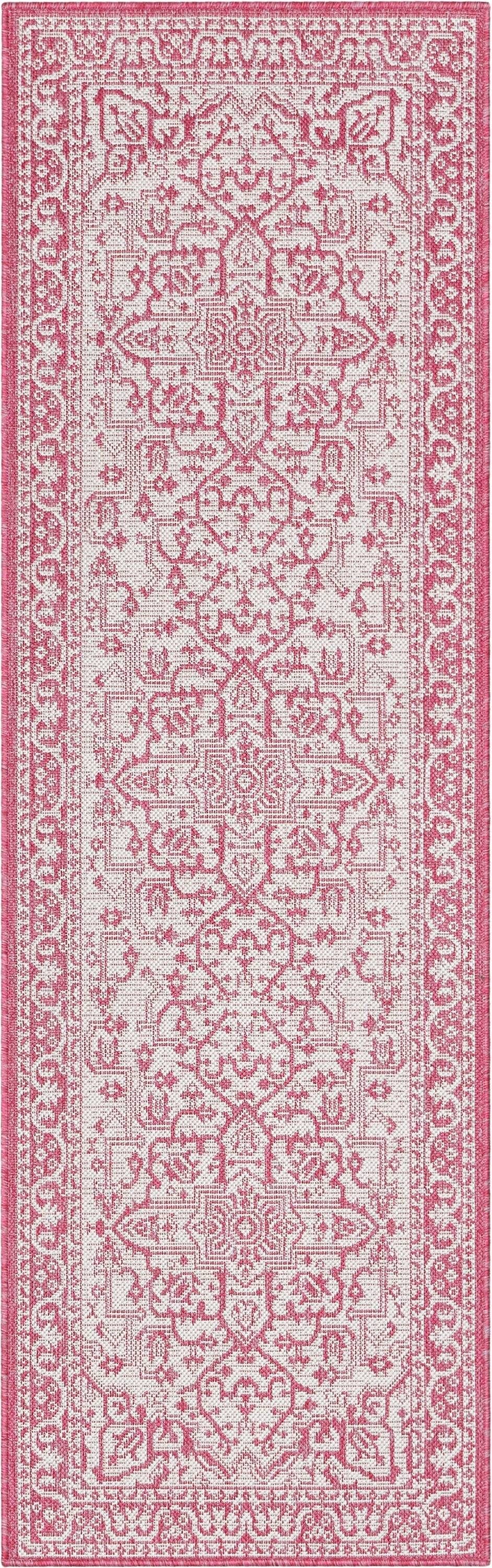 Celesine Oriental Medallion Indoor/Outdoor Fuschia Flat-Weave Rug LIA-190