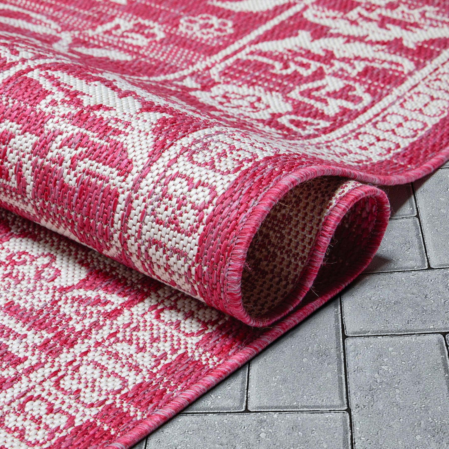 Delphi Oriental Persian Indoor/Outdoor Fuchsia Flat-Weave Rug LIA-200