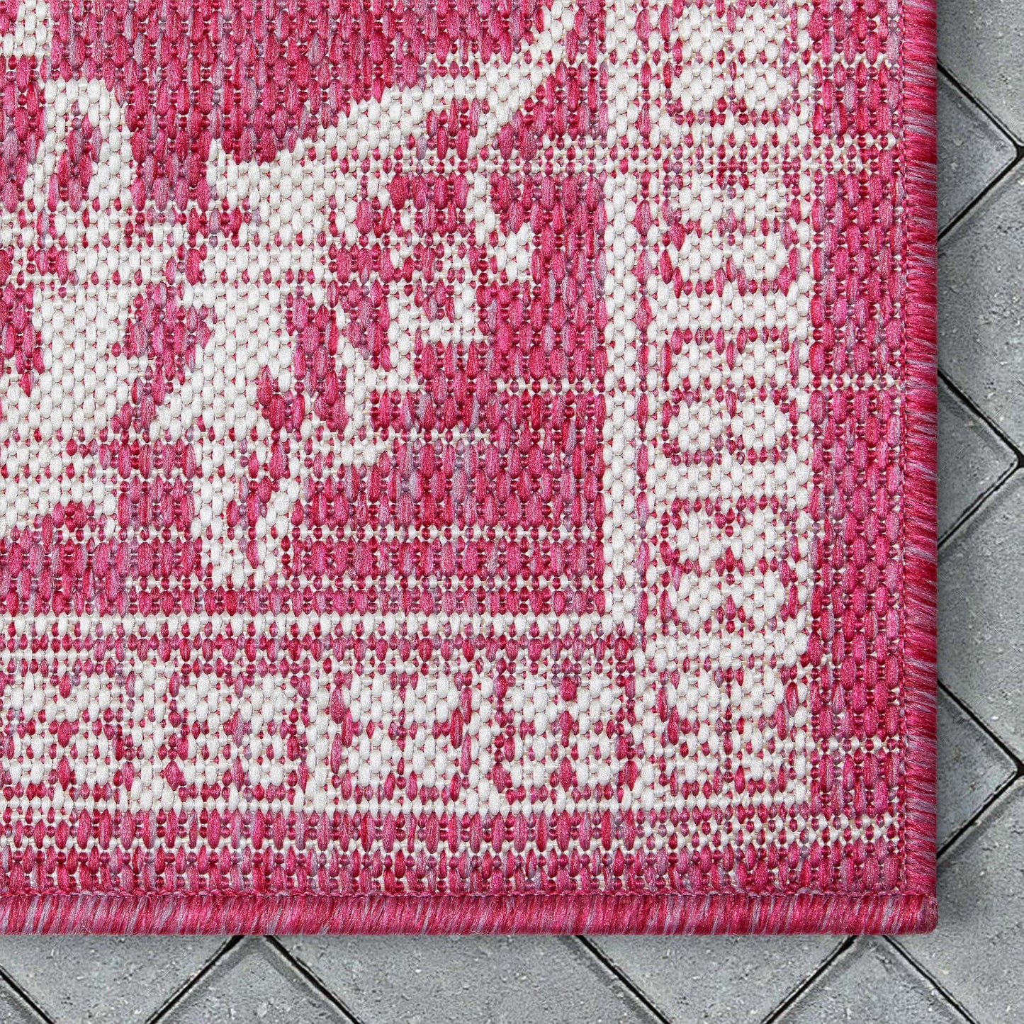 Delphi Oriental Persian Indoor/Outdoor Fuchsia Flat-Weave Rug LIA-200