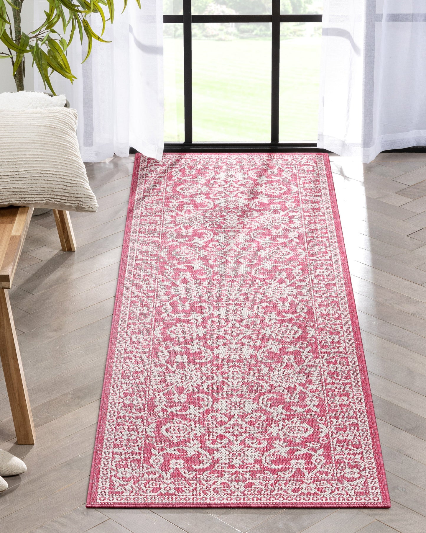 Delphi Oriental Persian Indoor/Outdoor Fuchsia Flat-Weave Rug LIA-200