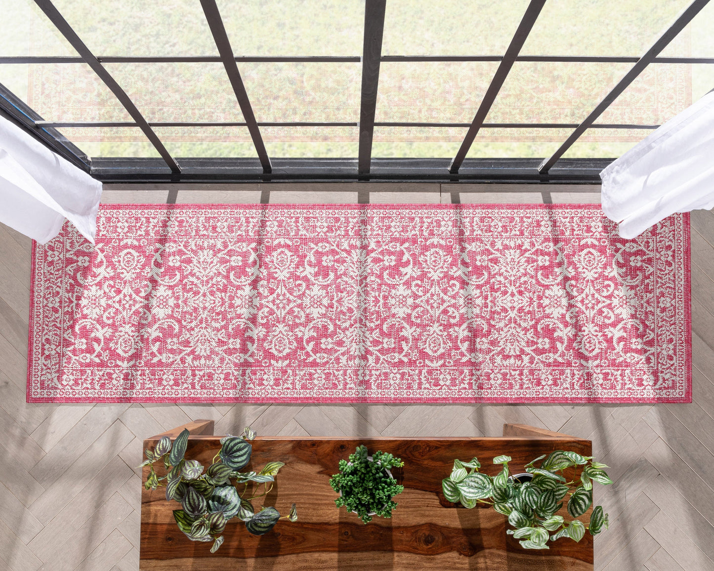 Delphi Oriental Persian Indoor/Outdoor Fuchsia Flat-Weave Rug LIA-200
