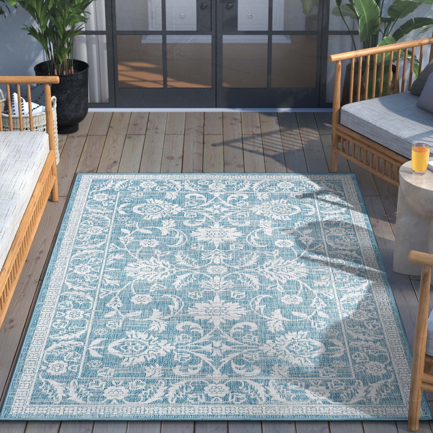 Delphi Oriental Persian Indoor/Outdoor Blue Flat-Weave Rug LIA-204