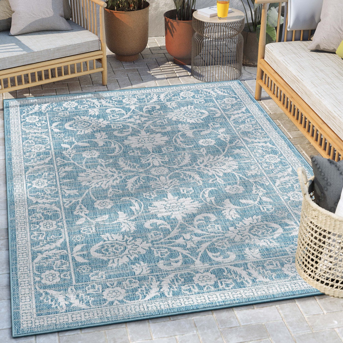 Delphi Oriental Persian Indoor/Outdoor Blue Flat-Weave Rug LIA-204