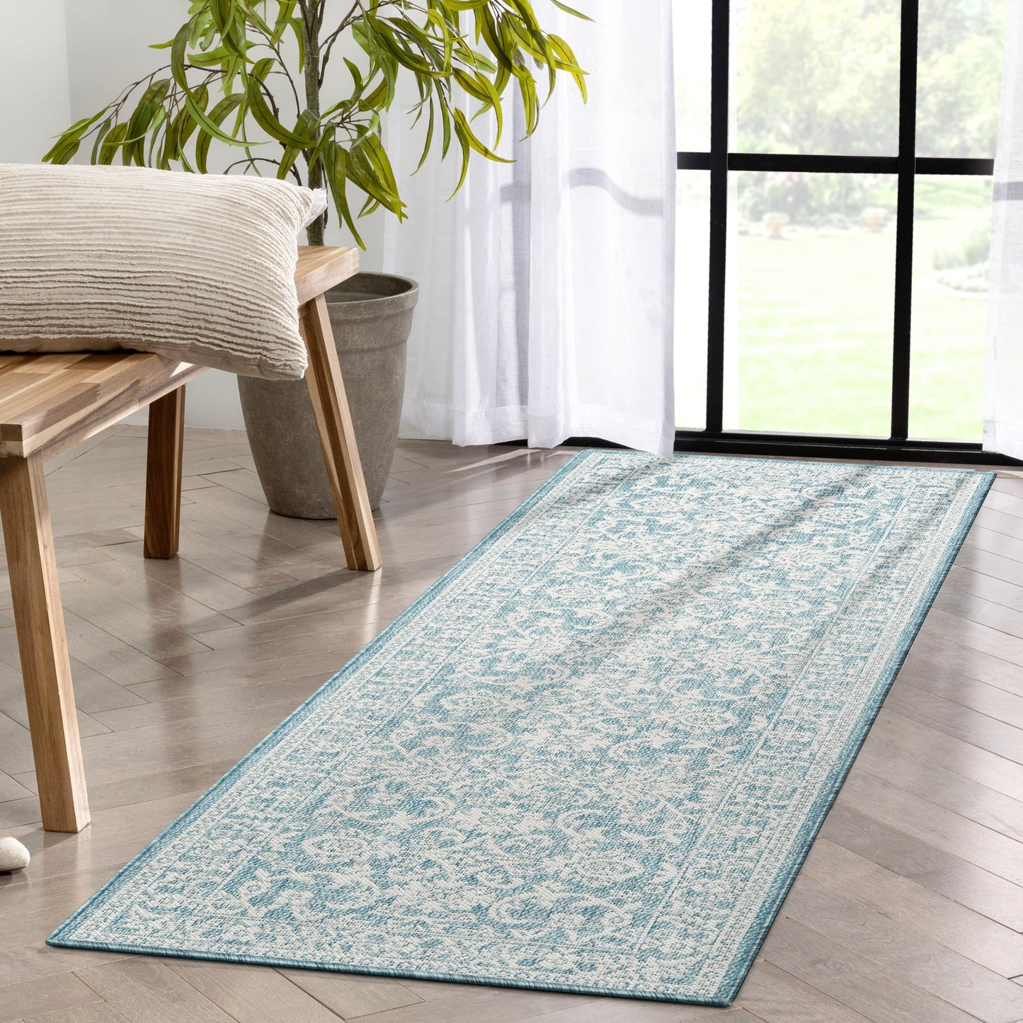 Delphi Oriental Persian Indoor/Outdoor Blue Flat-Weave Rug LIA-204