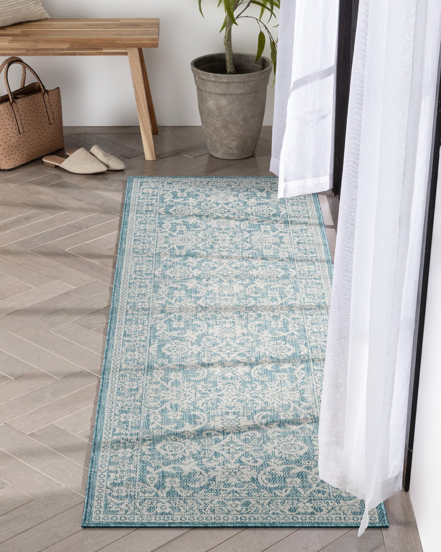 Delphi Oriental Persian Indoor/Outdoor Blue Flat-Weave Rug LIA-204