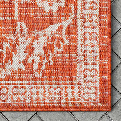 Delphi Oriental Persian Indoor/Outdoor Orange Flat-Weave Rug LIA-209
