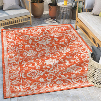 Delphi Oriental Persian Indoor/Outdoor Orange Flat-Weave Rug LIA-209
