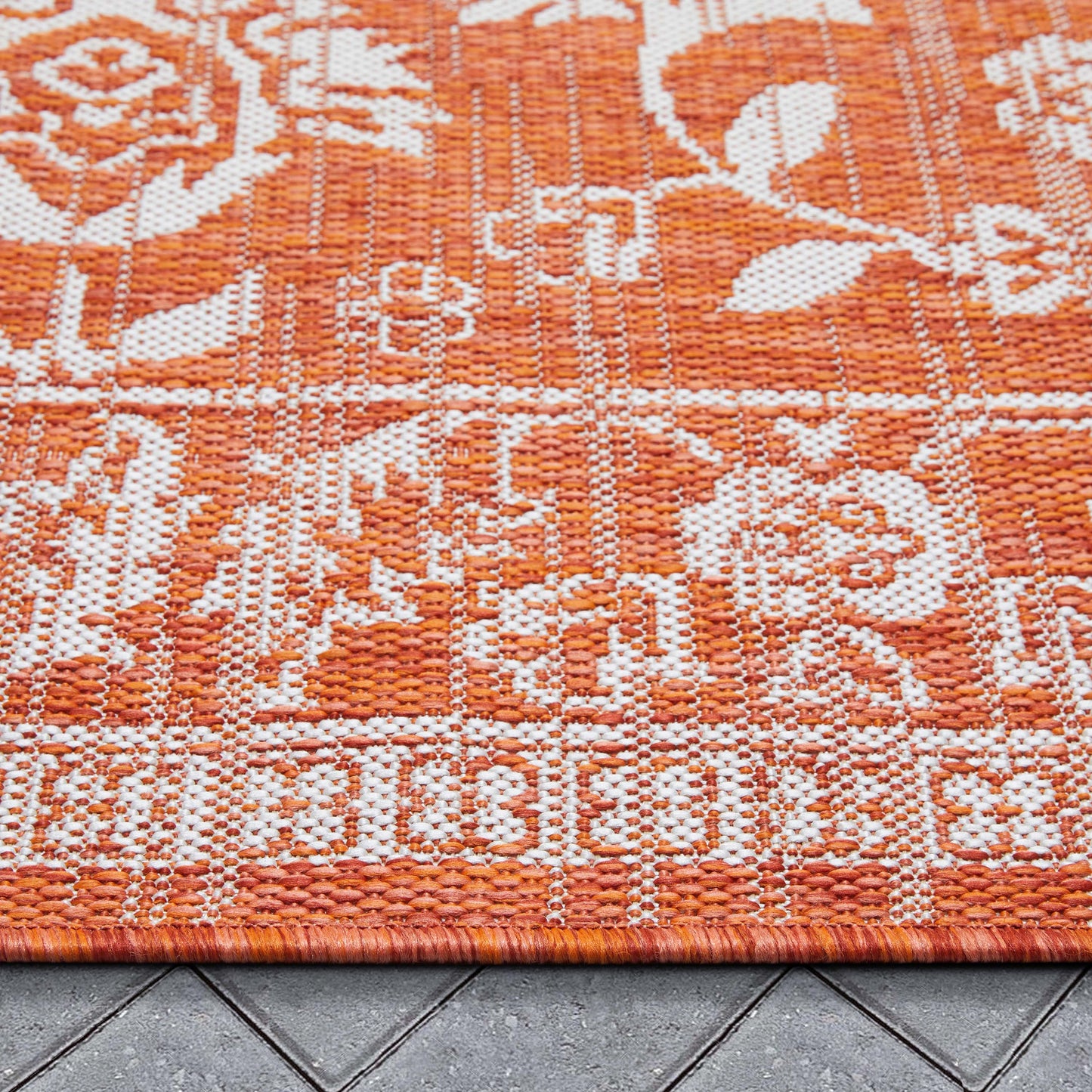 Delphi Oriental Persian Indoor/Outdoor Orange Flat-Weave Rug LIA-209