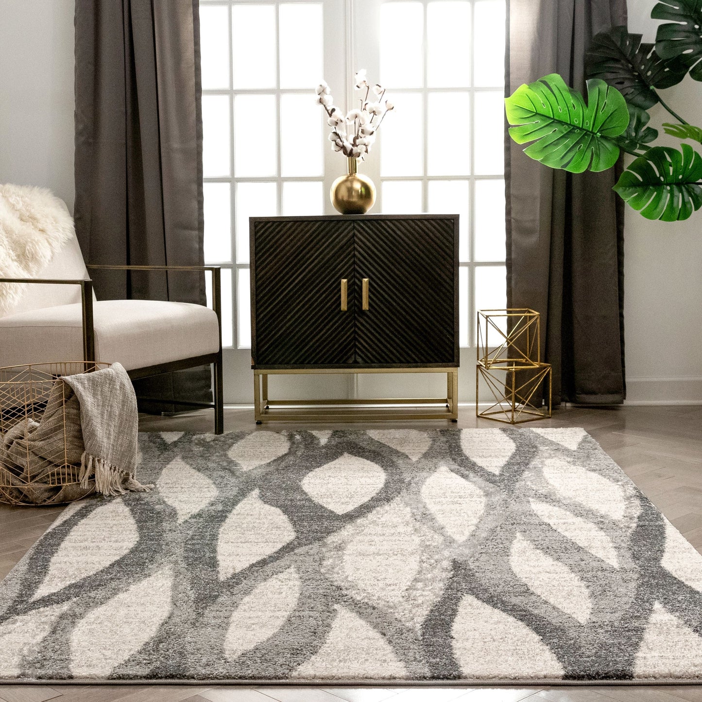 Toro Modern Ogee Geometric Ivory Rug LIS-02