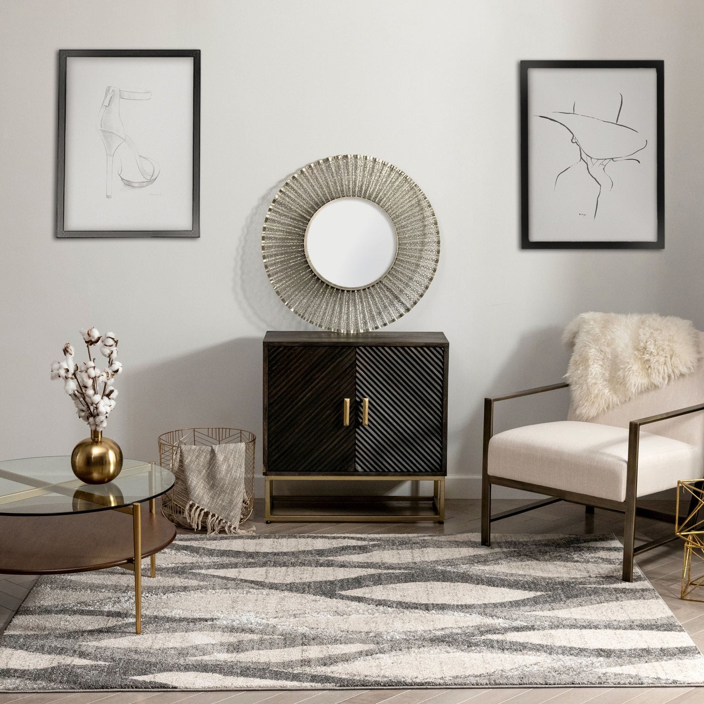 Toro Modern Ogee Geometric Ivory Rug LIS-02