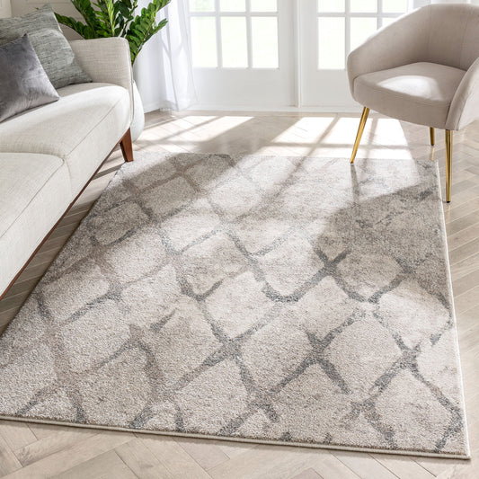 Cecil Moroccan Lattice Trellis Ivory Vintage Rug LIS-102