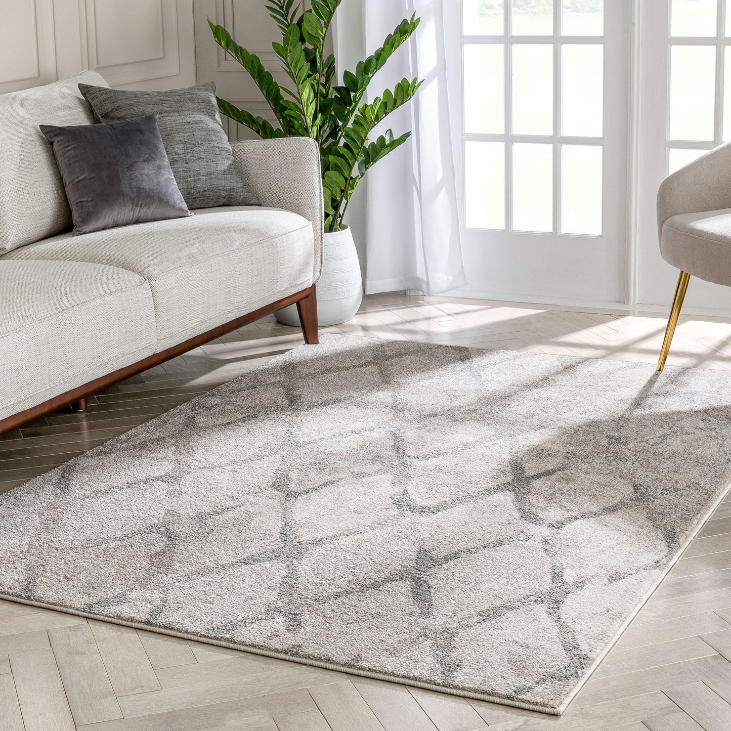 Cecil Moroccan Lattice Trellis Ivory Vintage Rug LIS-102