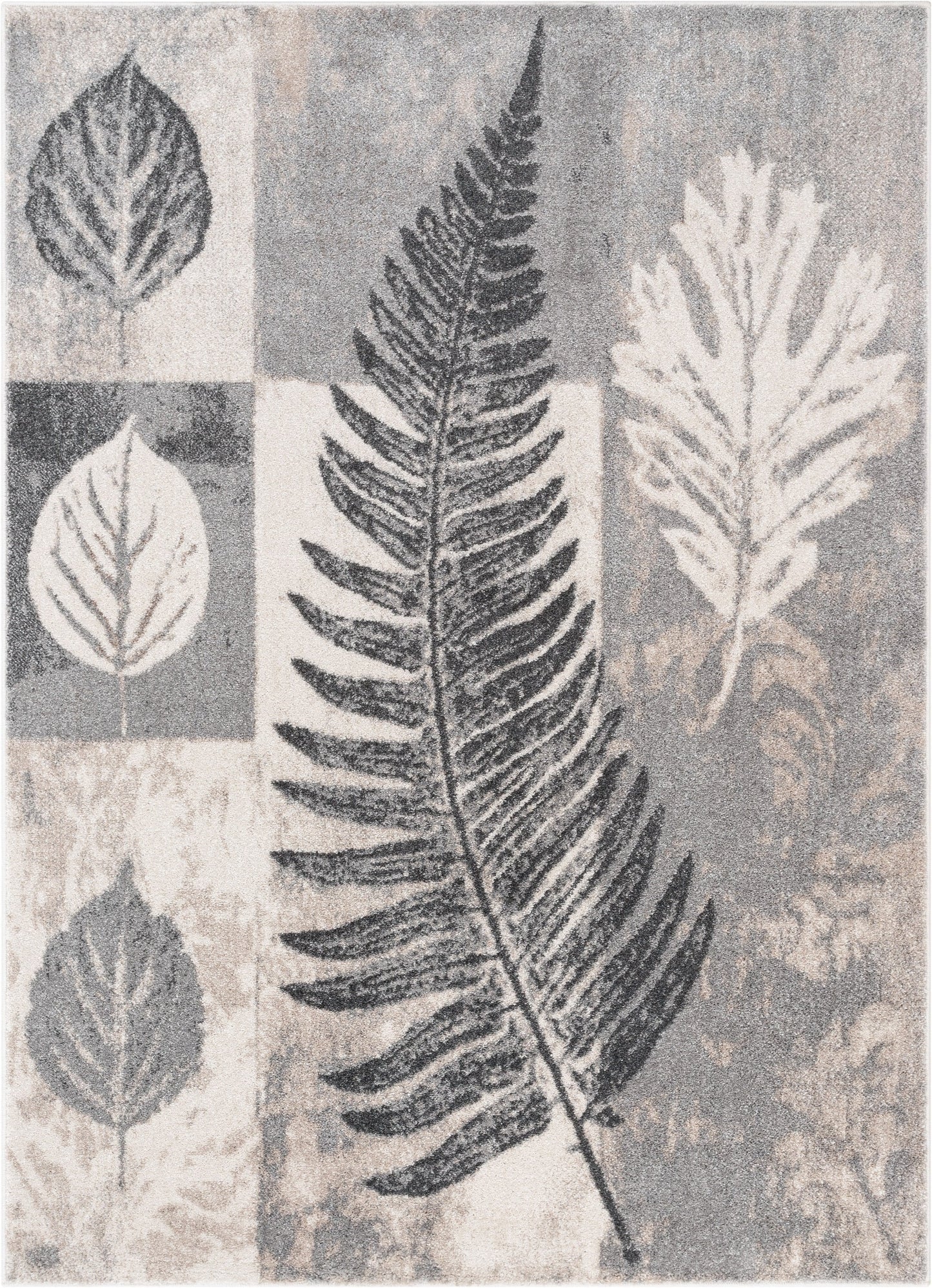 Odette Botanical Transitional Leaves Grey Vintage Rug LIS-117