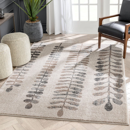 Myra Abstract Leaf Pattern Ivory Vintage Rug LIS-132
