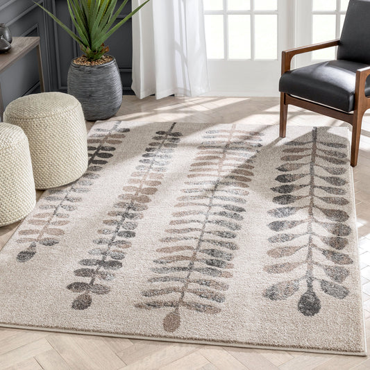 Myra Abstract Leaf Pattern Ivory Vintage Rug LIS-132
