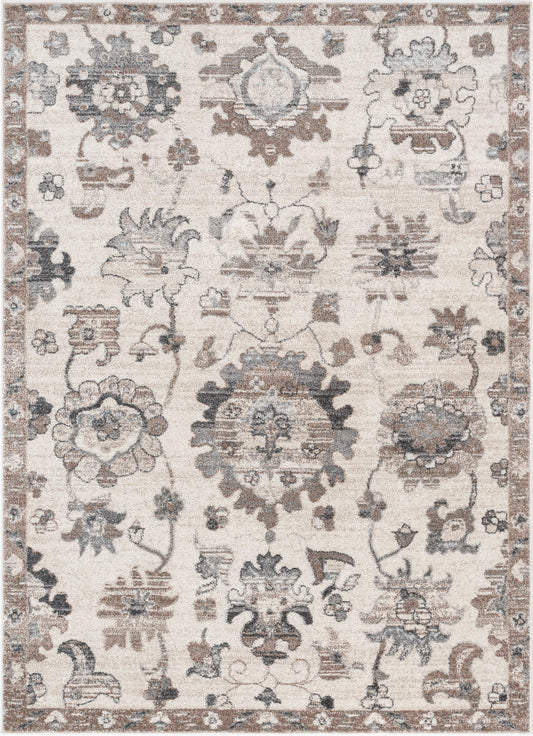 Selma Oriental Floral Pattern Ivory Vintage Rug LIS-152