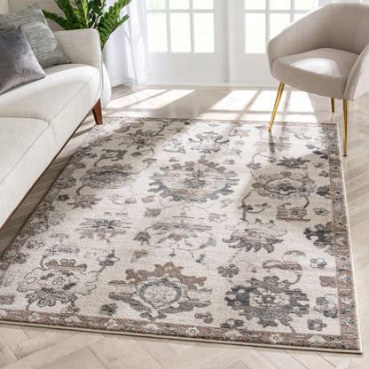 Selma Oriental Floral Pattern Ivory Vintage Rug LIS-152