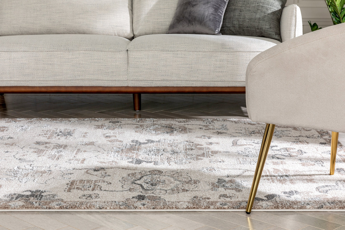 Selma Oriental Floral Pattern Ivory Vintage Rug LIS-152
