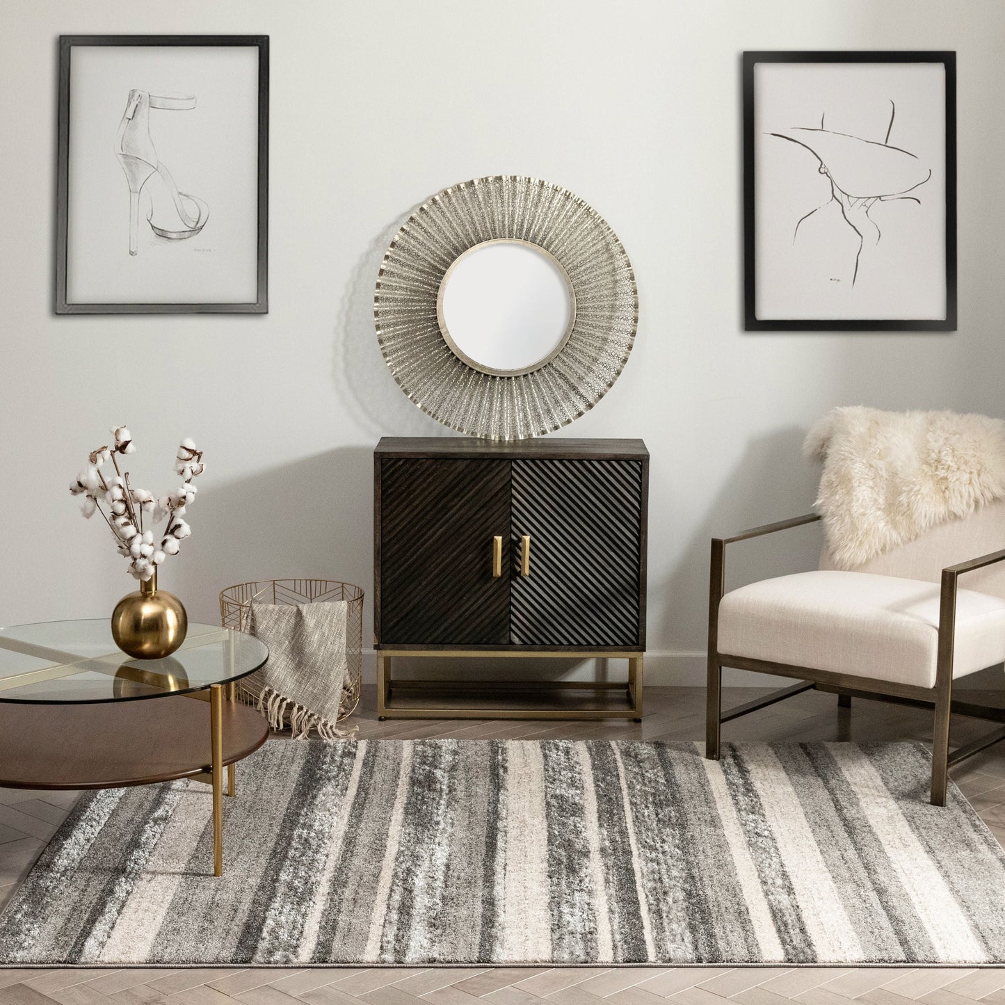 Cadi Contemporary Stripes Grey Rug LIS-17