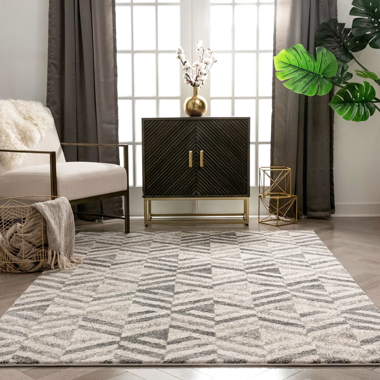 Cordoba Modern Geometric Diamond Pattern Grey Rug LIS-47