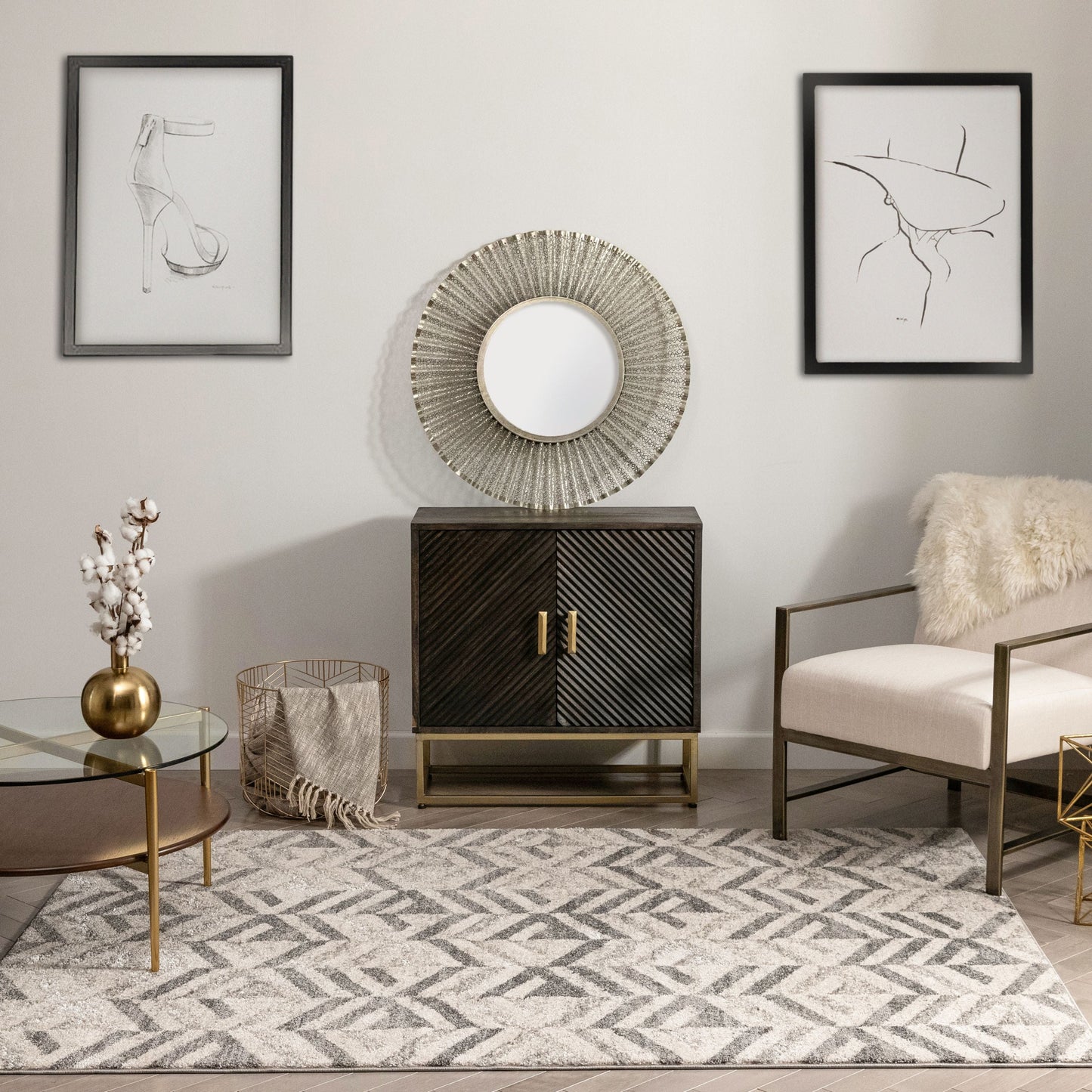 Cordoba Modern Geometric Diamond Pattern Grey Rug LIS-47