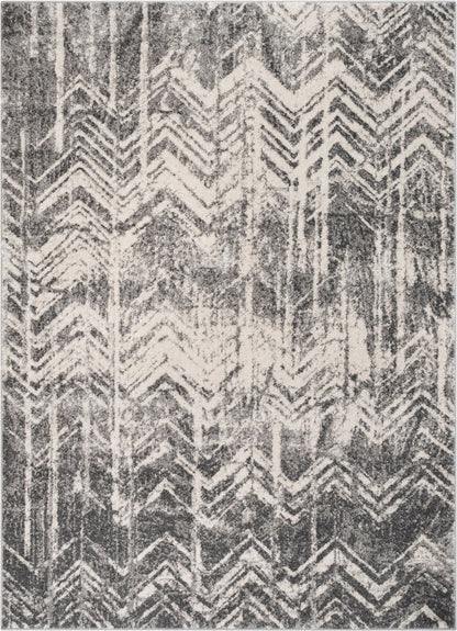 Julie Distressed Chevron Stripes Grey Rug LIS-77