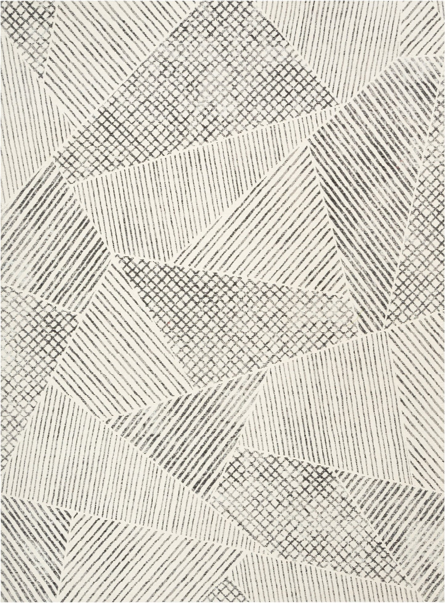 Este Mid-Century Modern Geometric Distressed Grey Kilim-Style Rug LL-107