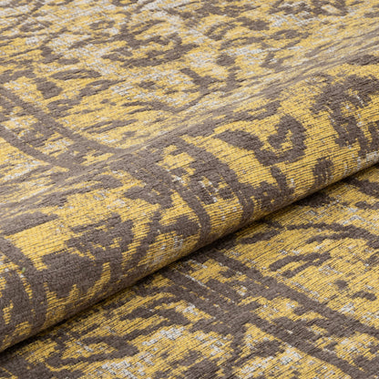 Nola Vintage Distressed Orietnal Floral Yellow Kilim-Style Rug LL-11
