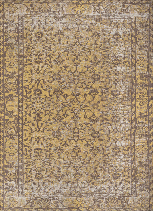 Nola Vintage Distressed Orietnal Floral Yellow Kilim-Style Rug LL-11