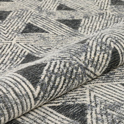 Veria Mid-Century Modern Geometric Grey Kilim-Style Rug LL-137