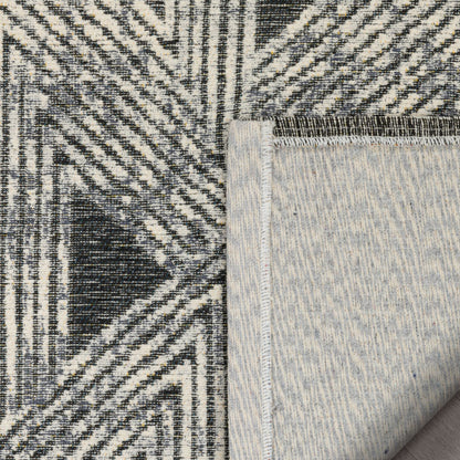 Veria Mid-Century Modern Geometric Grey Kilim-Style Rug LL-137