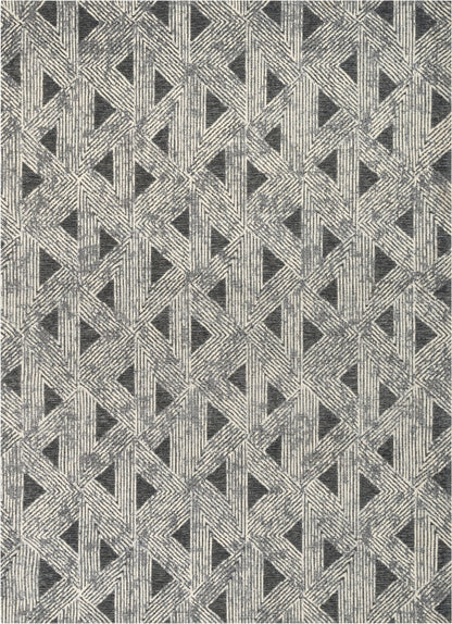 Veria Mid-Century Modern Geometric Grey Kilim-Style Rug LL-137