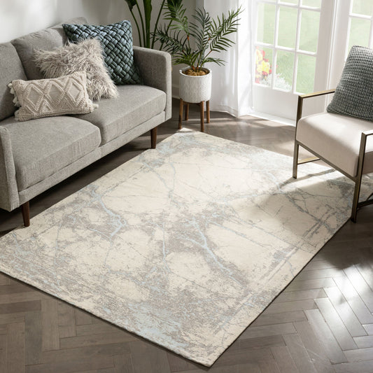 Forio Contemporary Distressed Marble Pattern Beige Kilim-Style Rug LL-22