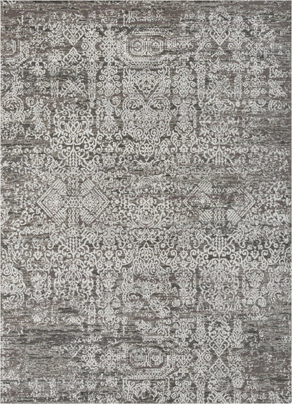 Cantu Vintage Distressed Damask Pattern Black Kilim-Style Rug LL-37