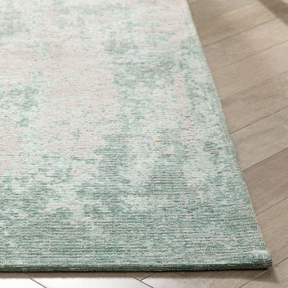 Sarno Modern Distressed Abstract Light Grey & Blue Kilim-Style Rug LL-66