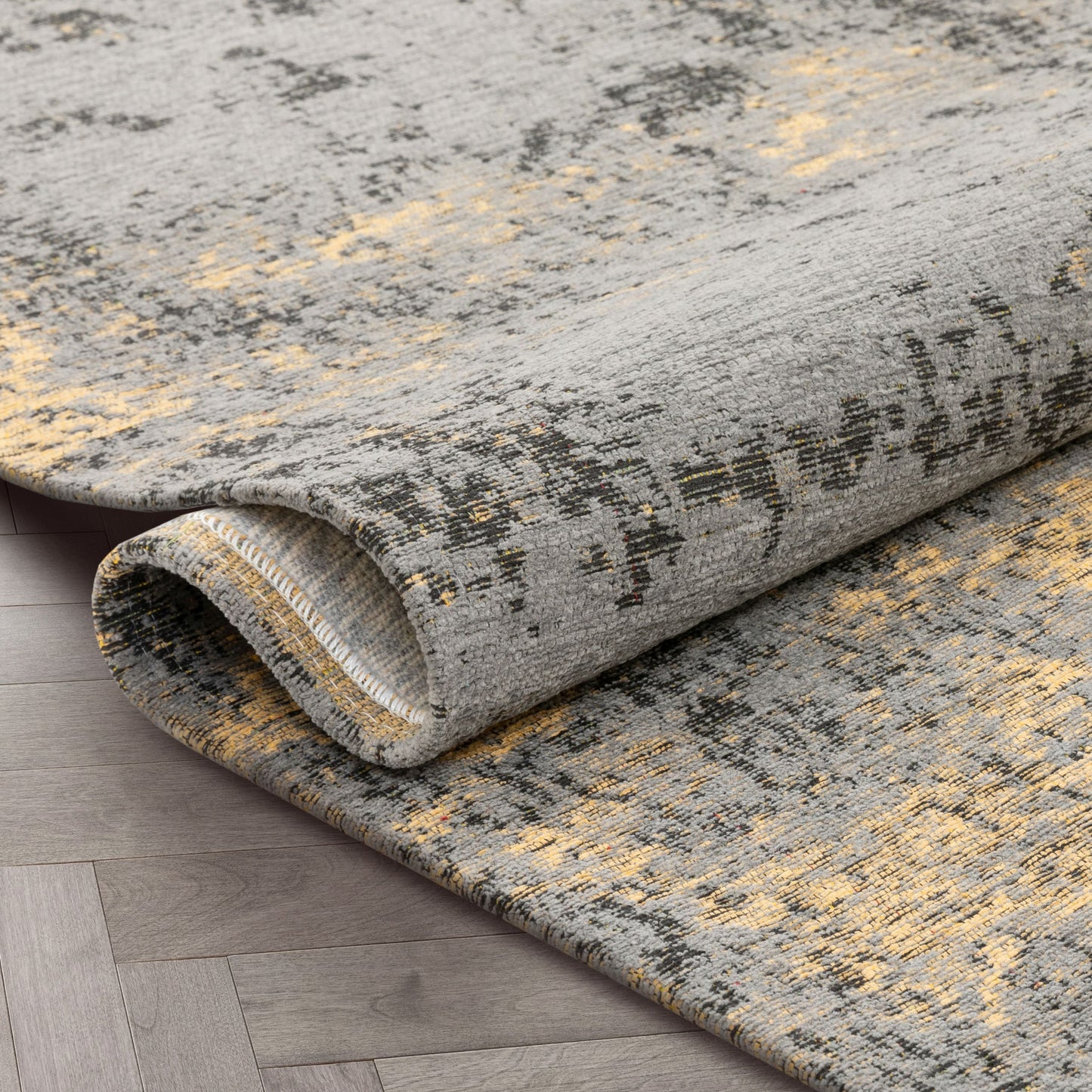 Stressa Modern Distressed Abstract Brush Stroke Beige Kilim-Style Rug LL-97