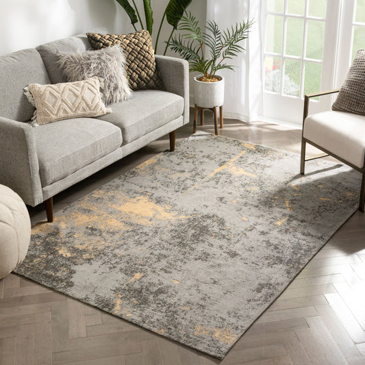 Stressa Modern Distressed Abstract Brush Stroke Beige Kilim-Style Rug LL-97