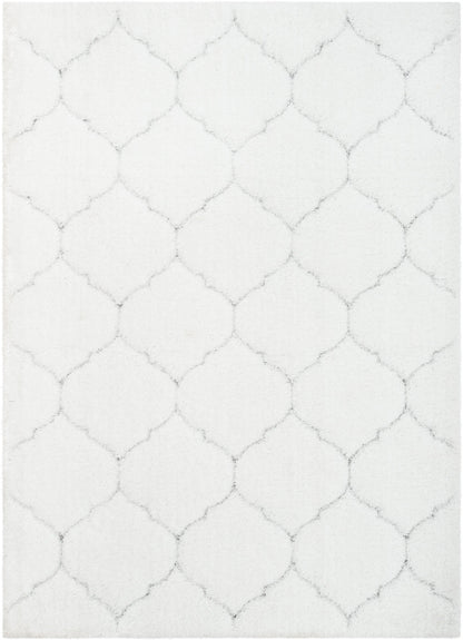 Sandy Lattice Trellis Shag Ivory 3D Textured Rug LOG-112