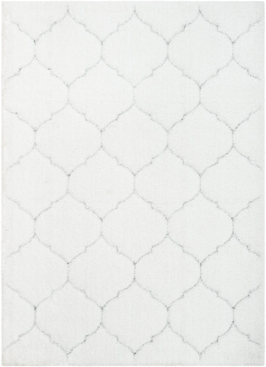 Sandy Lattice Trellis Shag Ivory 3D Textured Rug LOG-112