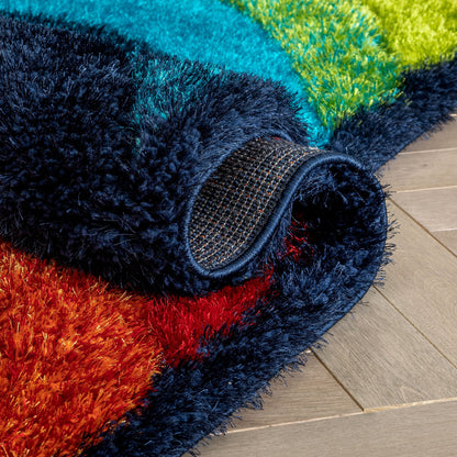 Lowry Abstract Waves Shag Multi 3D Textured Rug LOG-81