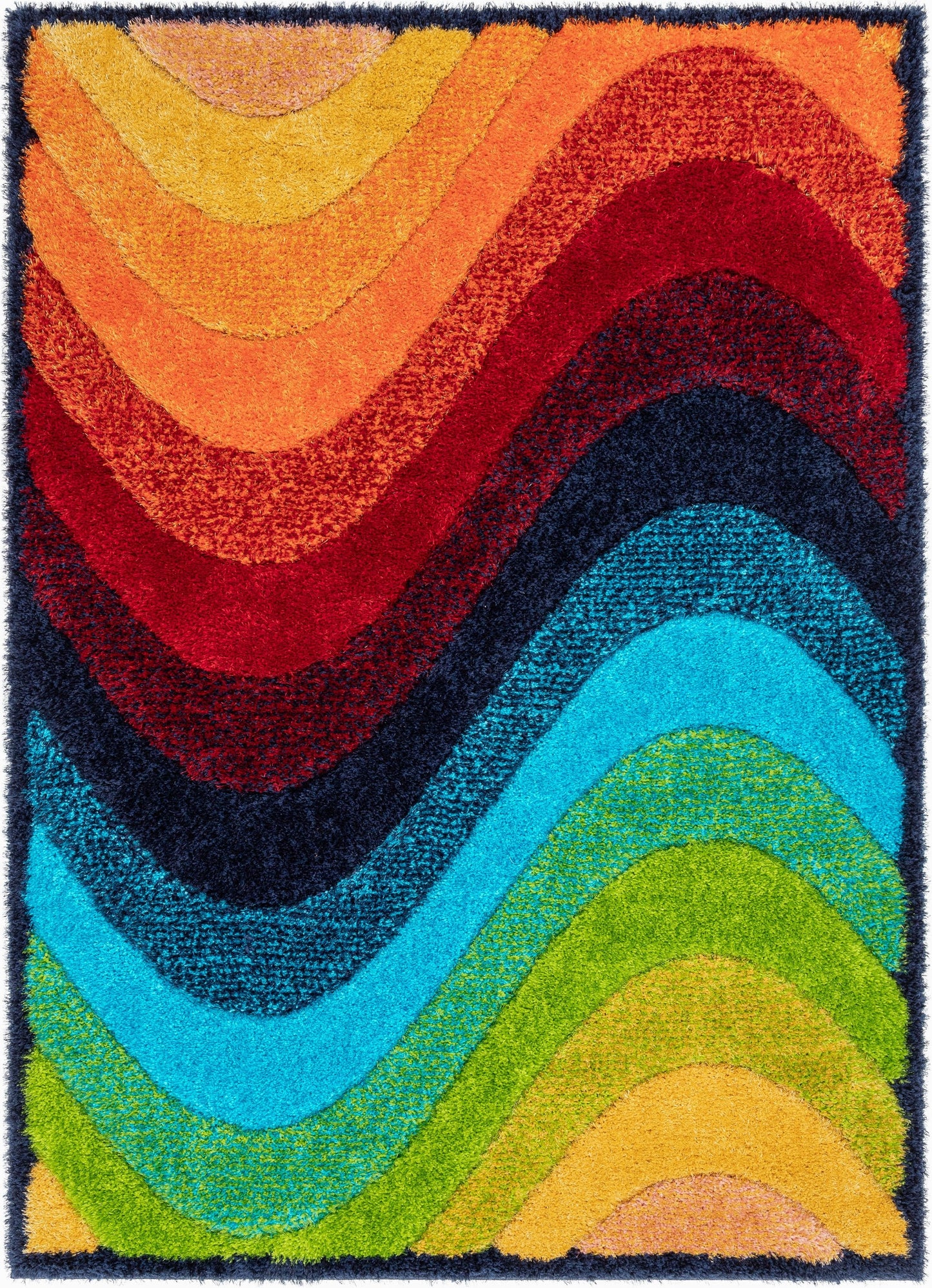 Lowry Abstract Waves Shag Multi 3D Textured Rug LOG-81