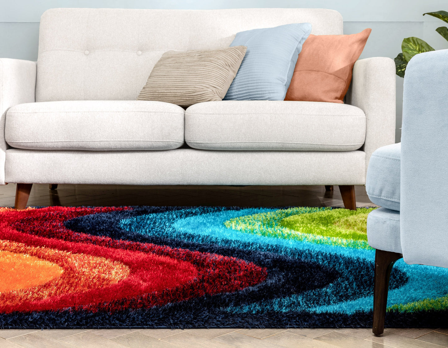 Lowry Abstract Waves Shag Multi 3D Textured Rug LOG-81