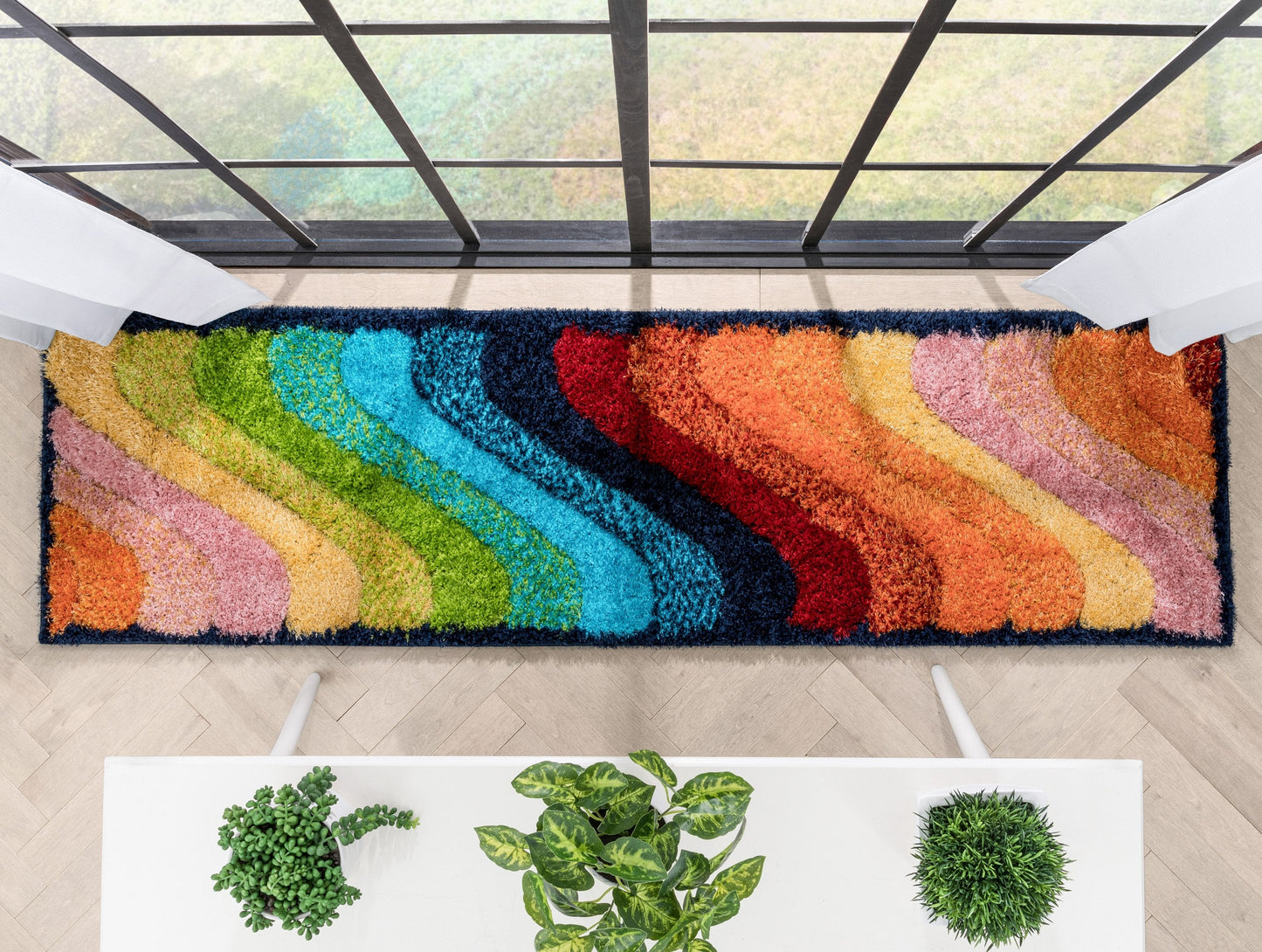Lowry Abstract Waves Shag Multi 3D Textured Rug LOG-81