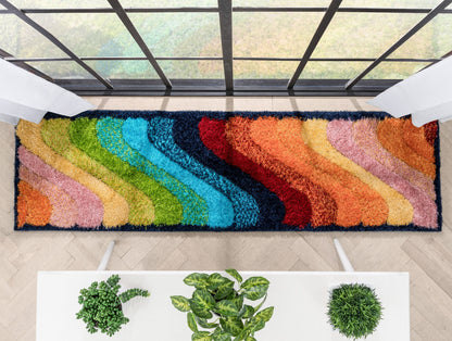Lowry Abstract Waves Shag Multi 3D Textured Rug LOG-81