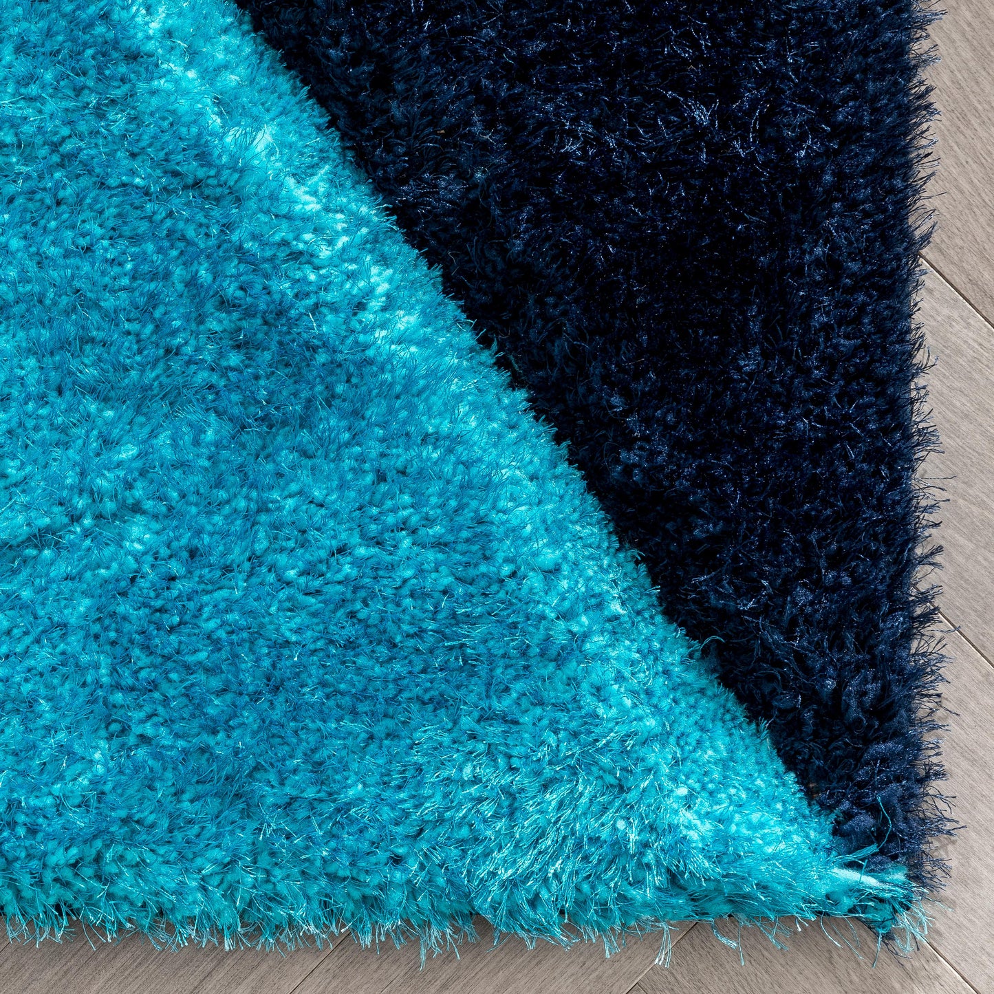 Mori Modern Abstract Geometric 3D Textured Shag Blue Yellow Rug LOL-14