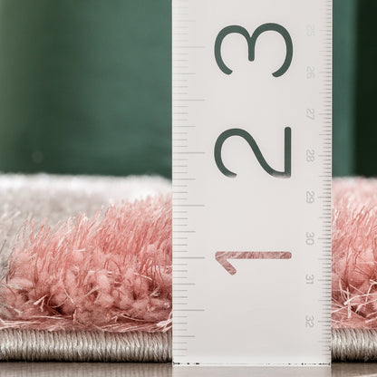 Mori Modern Abstract Geometric 3D Textured Shag Pink Grey Rug LOL-19