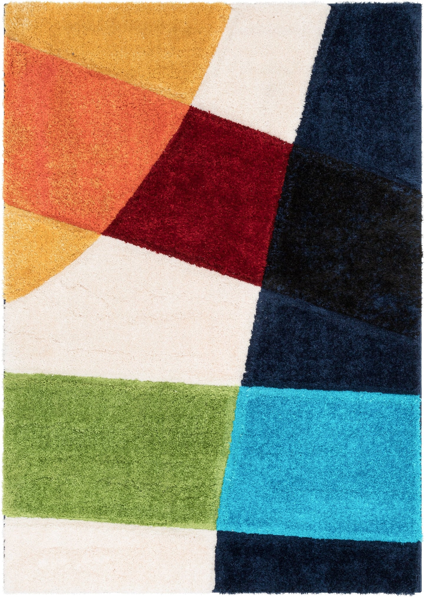 Remi Contemporary Geometric Boxes 3D Textured Shag Multi Rug LOL-20