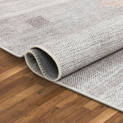 Argonne Machine Washable Vintage Southwestern Diamond Pattern Grey Flat-Weave Distressed Rug LOT-232