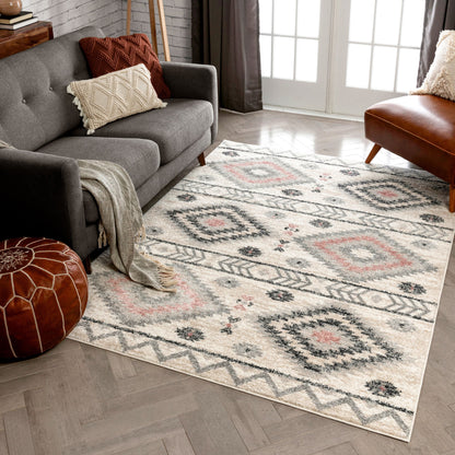 Prato Tribal Southwestern Geometric Pink Rug MA-19